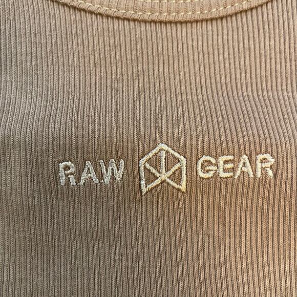 RawGear Cropped Rib Tank Brown Clay XS 100% Cotton Athletic Gym Crop Shirt NWT - Picture 6 of 8